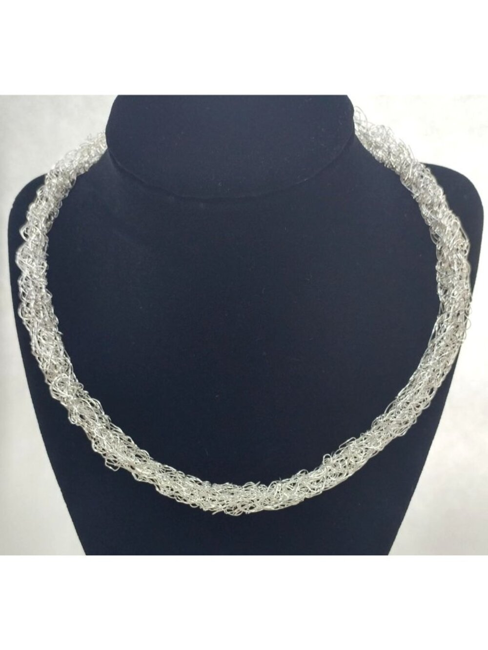 Fine Silver .999 Artisan-Made Necklace Choker Tubular & Boucle Wire Lightweight